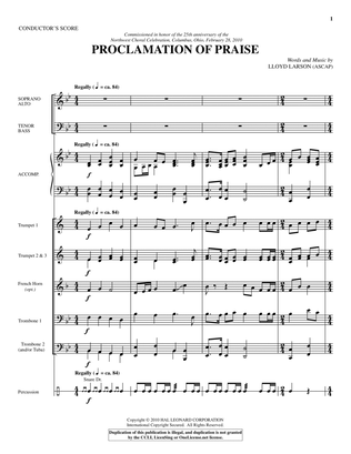 Book cover for Proclamation Of Praise - Score