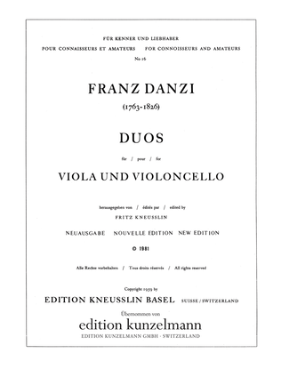 Book cover for Duos for viola and cello