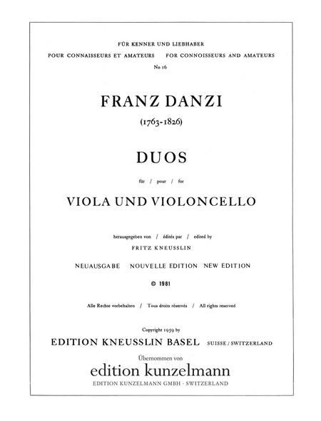 Duos for viola and cello