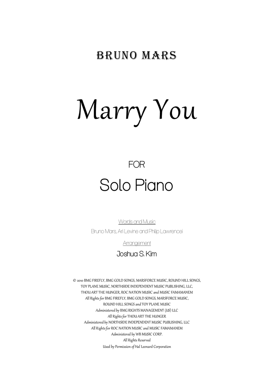 Marry You Piano Solo scores gallery preview page 1