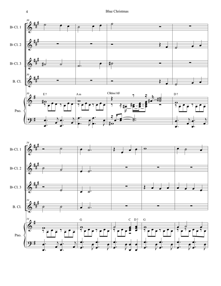 Blue Christmas Woodwind Ensemble scores gallery preview page 4