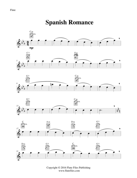 Spanish Romance - Flute Solo with Guitar Chords image number null
