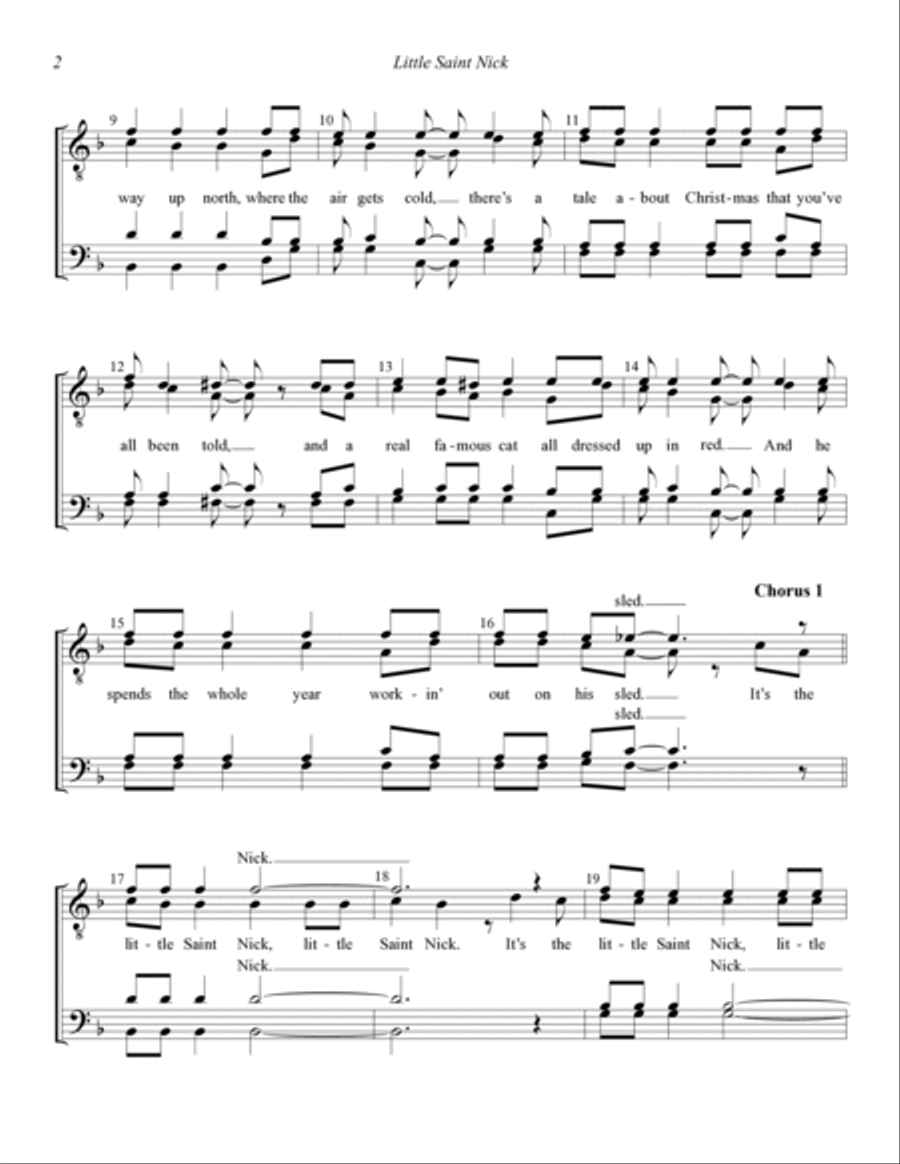 Little Saint Nick (arr. Jon Nicholas) TTBB scores gallery preview page 2