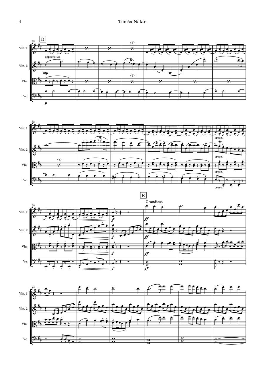 Tumša Nakte Tumša Nakte String Quartet scores gallery preview page 4