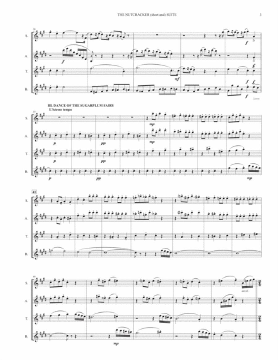 THE NUTCRACKER (short and) SUITE - for saxophone quartet THE NUTCRACKER (short and) SUITE - for saxophone quartet Saxophone Quartet scores gallery preview page 3