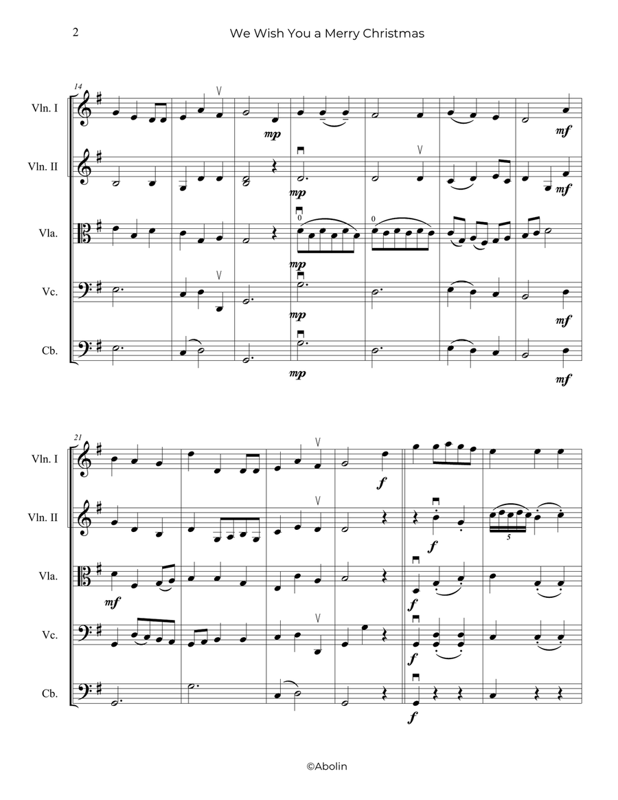 We Wish You a Merry Christmas - String Orchestra String Orchestra scores gallery preview page 3