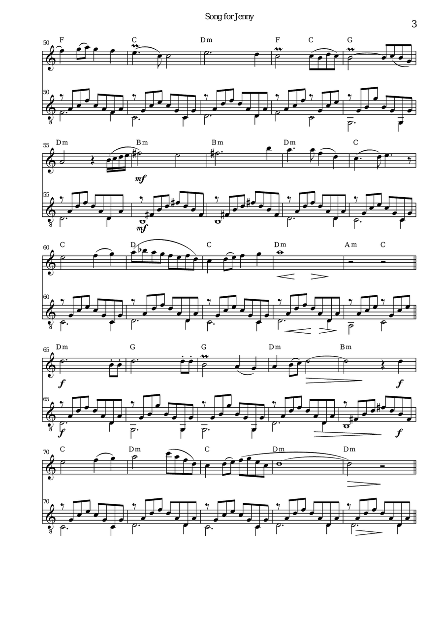 Song for Jenny for flute and guitar Flute scores gallery preview page 3
