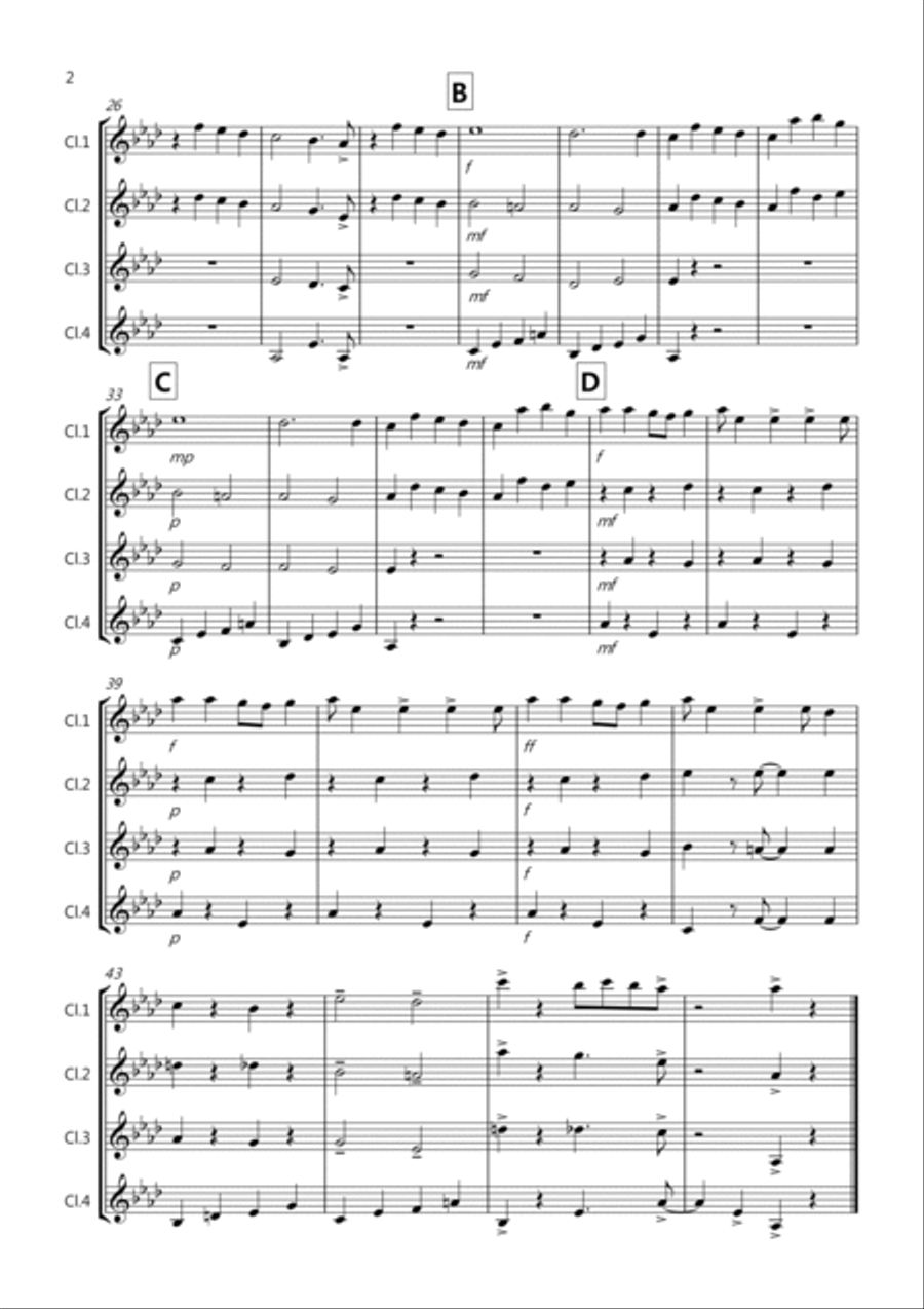 Three Blind Mice for Clarinet Quartet Clarinet Quartet scores gallery preview page 2