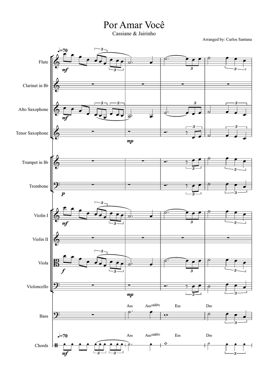 Por Amar Você - Score Only Concert Band scores gallery preview page 2