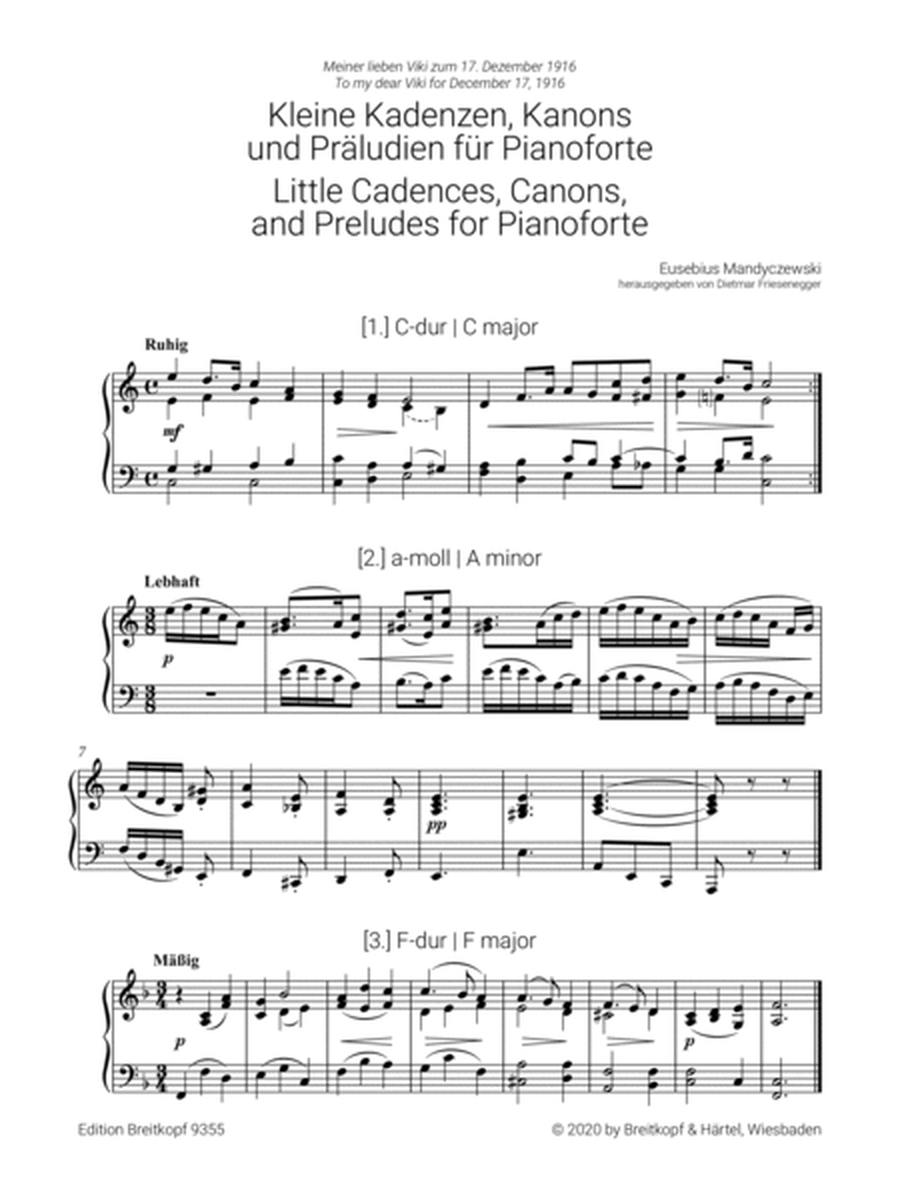 Little Cadences, Canons and Preludes for Pianoforte