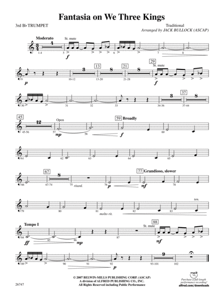 Fantasia on We Three Kings: 3rd B-flat Trumpet