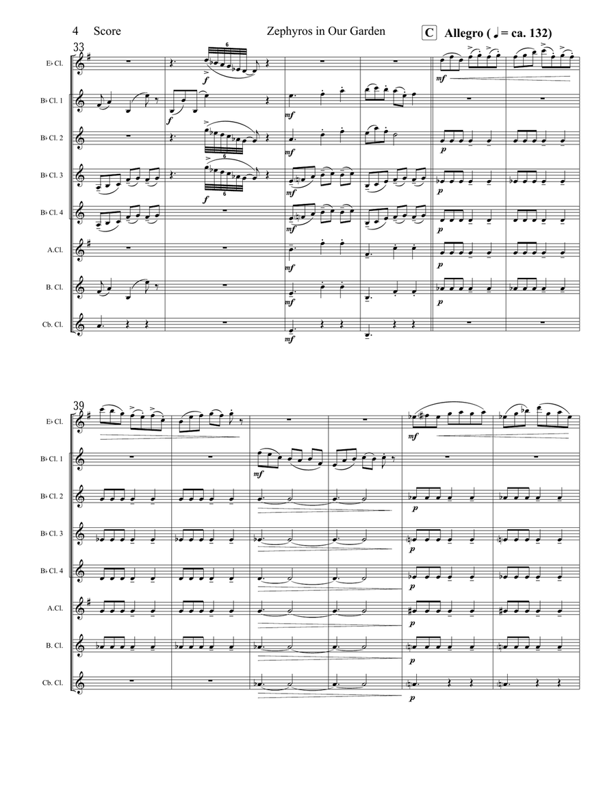 Zephyros in Our Garden for Clarinet Choir Clarinet Choir scores gallery preview page 5