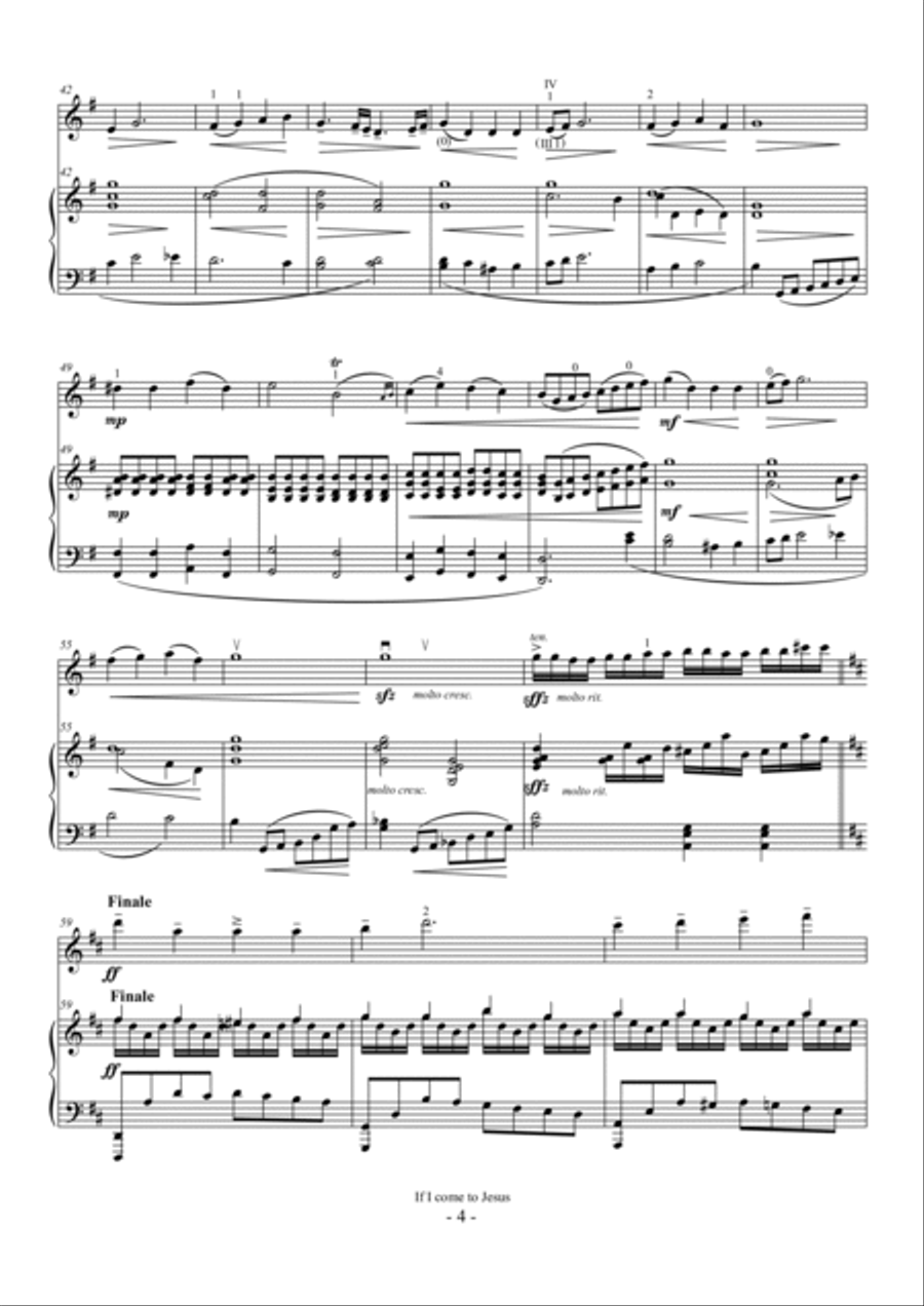 If I come to Jesus (For Violin and Piano) If I come to Jesus (For Violin and Piano) Violin Solo scores gallery preview page 4