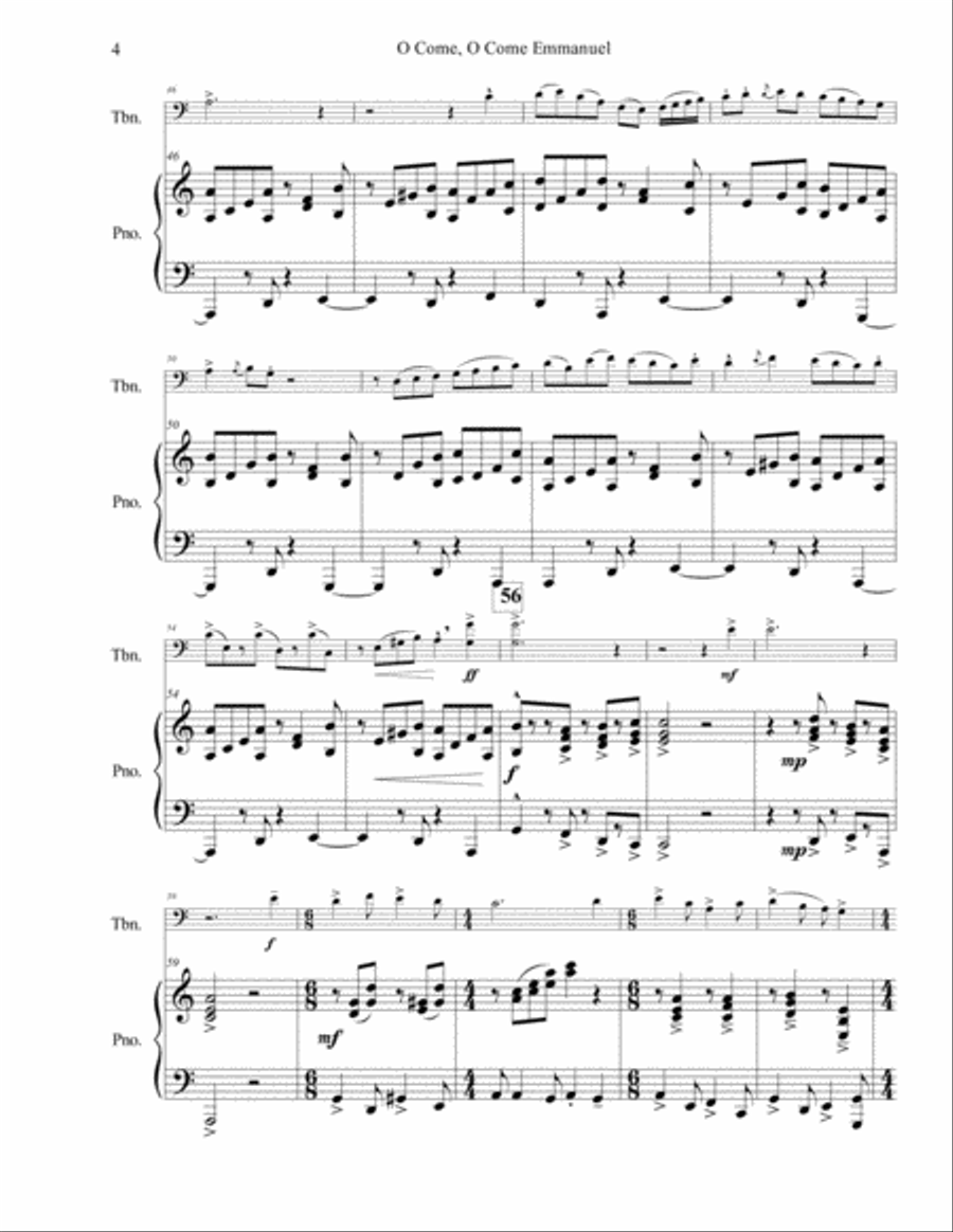 O Come, O Come Emmanuel for Trombone Piano scores gallery preview page 5