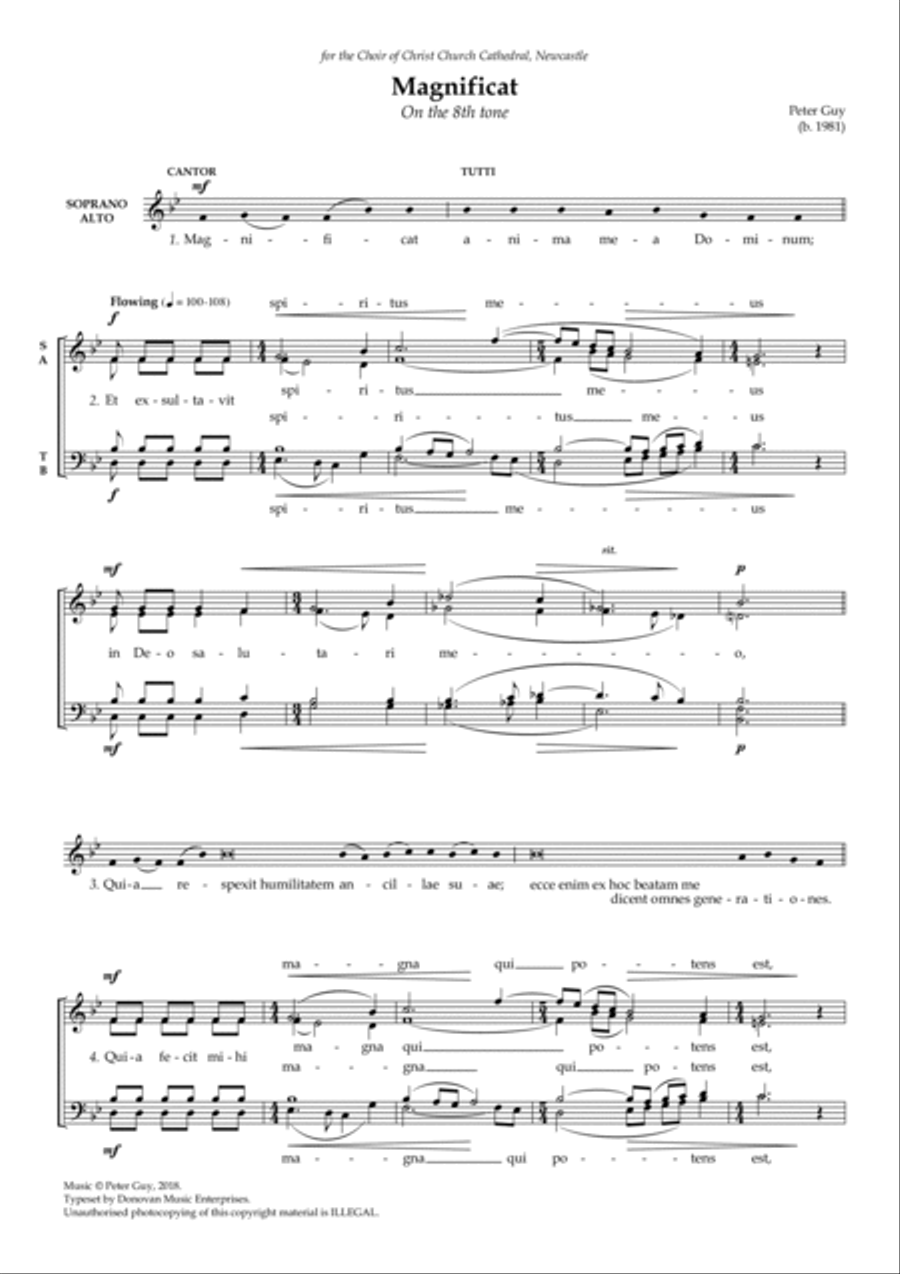 Magnificat and Nunc Dimittis on Plainsong Tones 4-Part scores gallery preview page 3