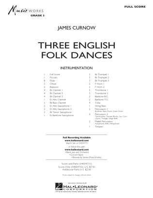Book cover for Three English Folk Dances - Conductor Score (Full Score)