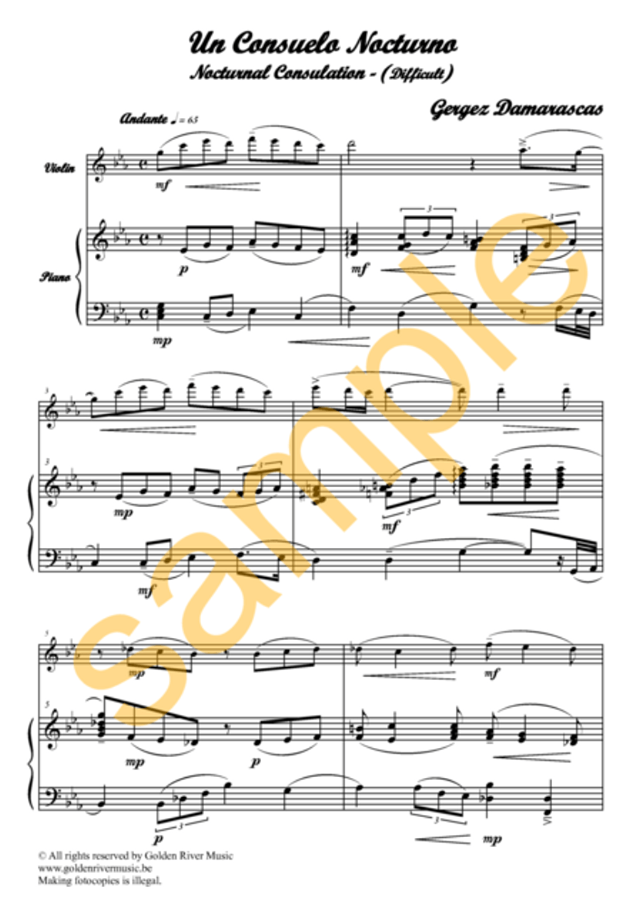 Un consuelo nocturno / Nocturnal consulation for violin Violin Solo scores gallery preview page 2