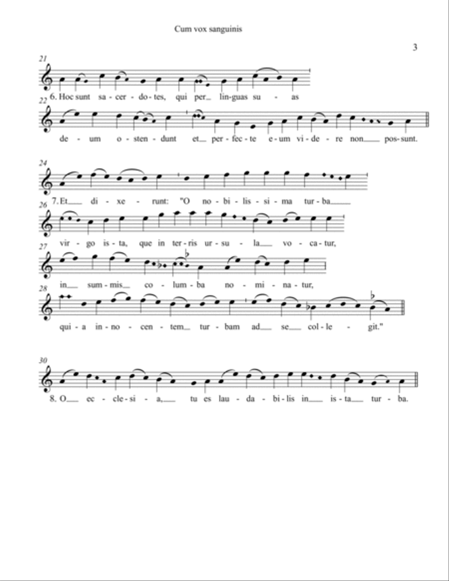 Hymn: Cum vox sanguinis, from the Anonymous 4 album "11,000 Virgins" - Score Only