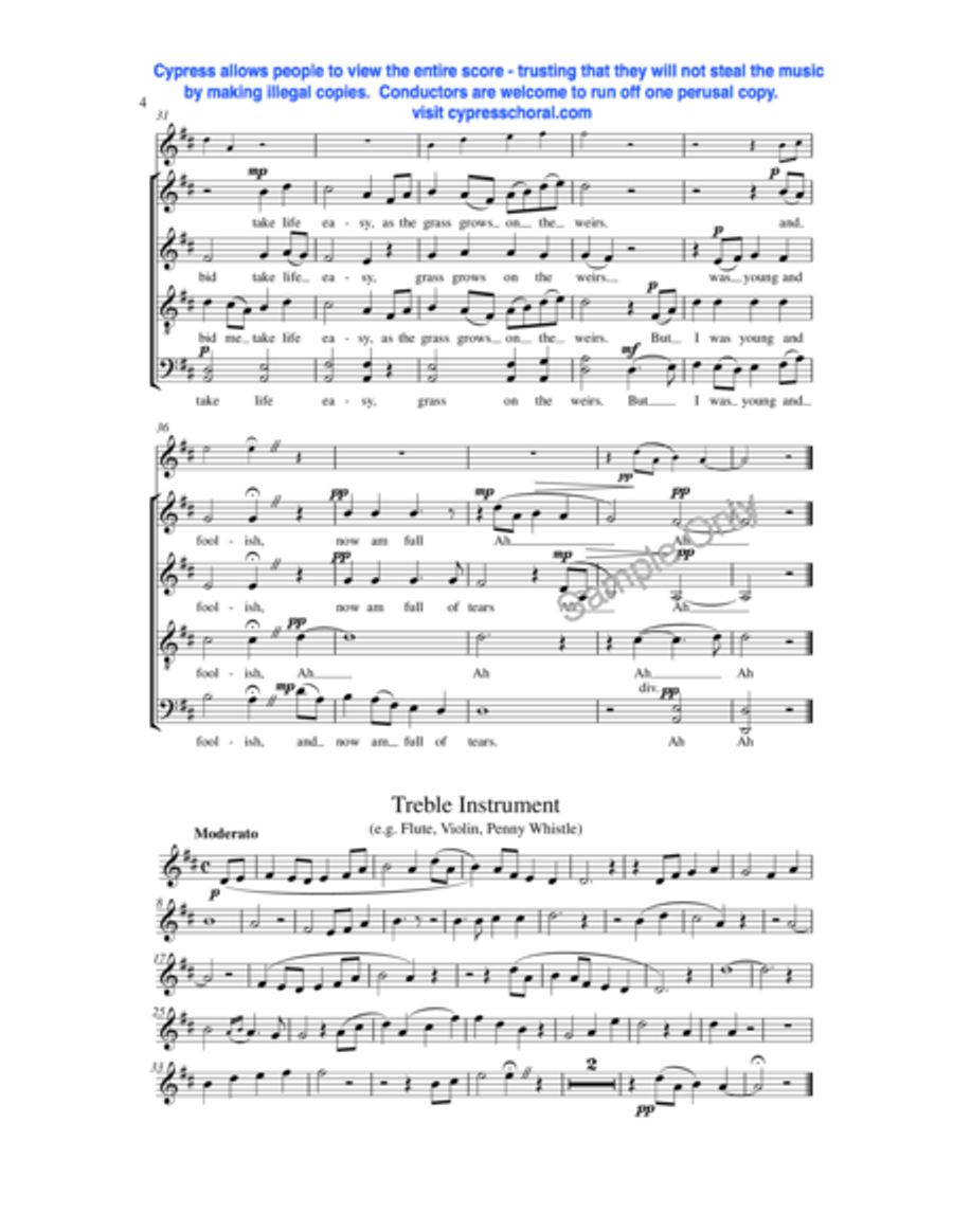 Down By The Sally Gardens 4-Part scores gallery preview page 4