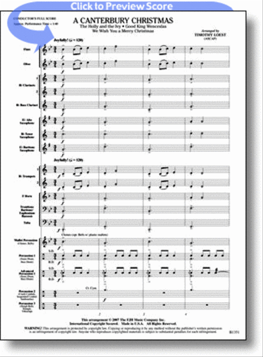 A Canterbury Christmas Concert Band scores gallery preview page 1