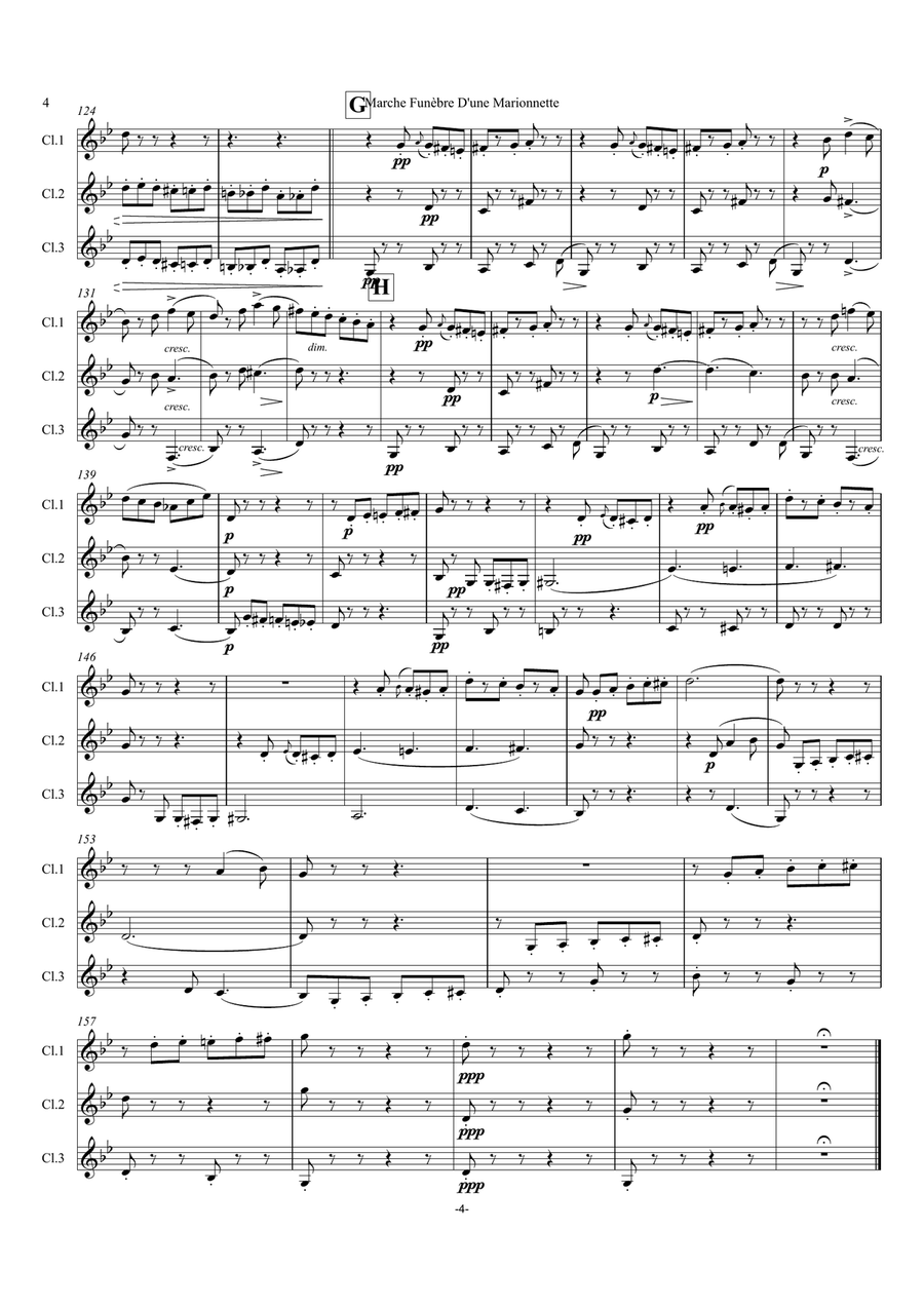Gounod: Funeral March of a Marionette (Marche Funèbre d’une Marionette)”Hitchcock” - clarinet trio Clarinet Trio scores gallery preview page 4