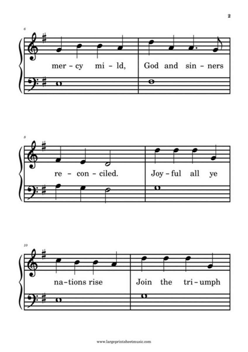 Hark! The Herald Angels Sing Large Print Easy Piano Solo image number null