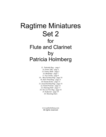 Ragtime Miniatures Duets Set 2 for Flute and Clarinet