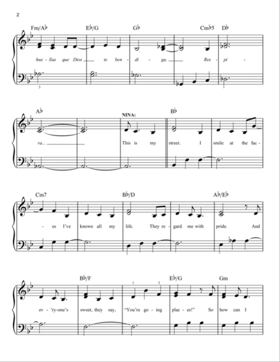 Breathe (from In The Heights: The Musical) Easy Piano scores gallery preview page 2
