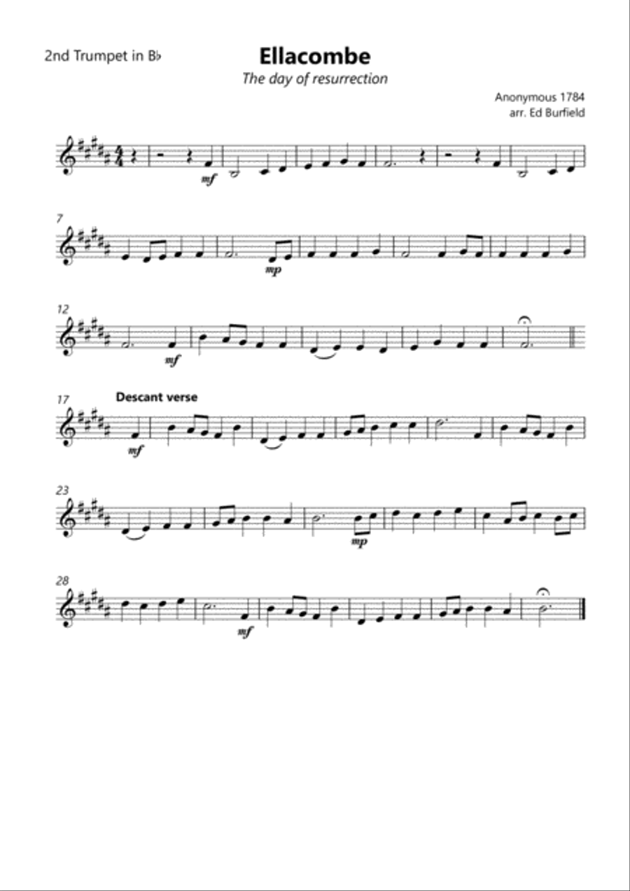 Ellacombe (The day of resurrection) - Hymn Tune for Brass Quintet (with original descant) Brass Quintet scores gallery preview page 6