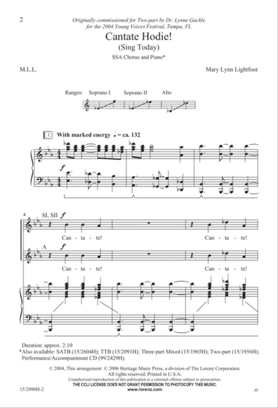 Cantate Hodie! (Sing Today) SSA scores gallery preview page 3