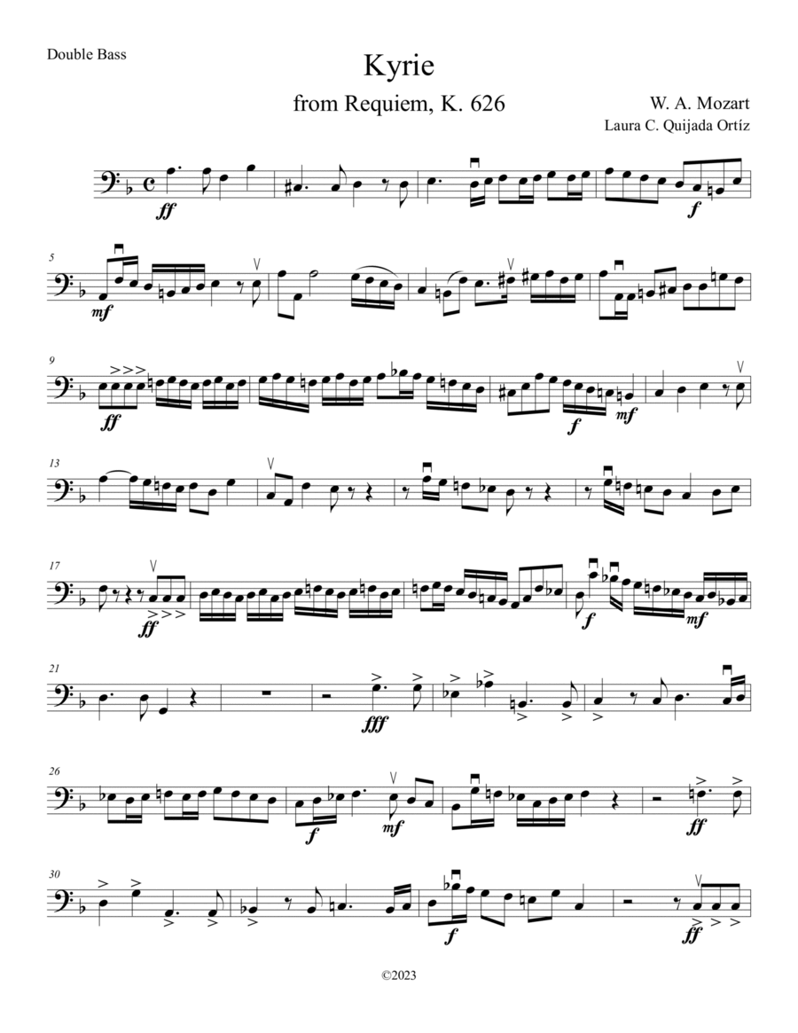 Kyrie, from Mozart's Requiem. For string orchestra. Score & parts. Chamber Music scores gallery preview page 1