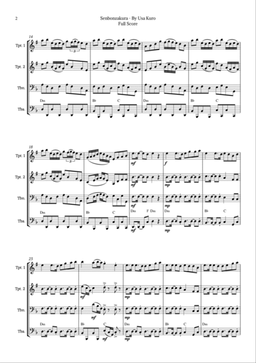 Senbonzakura Brass Quartet scores gallery preview page 2