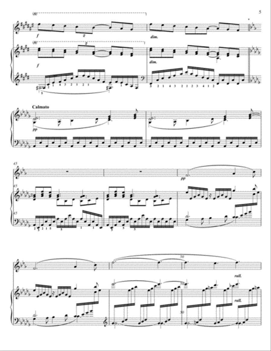 Debussy - Clair de Lune, transcribed for Clarinet in Bb and Piano B-Flat Clarinet scores gallery preview page 5