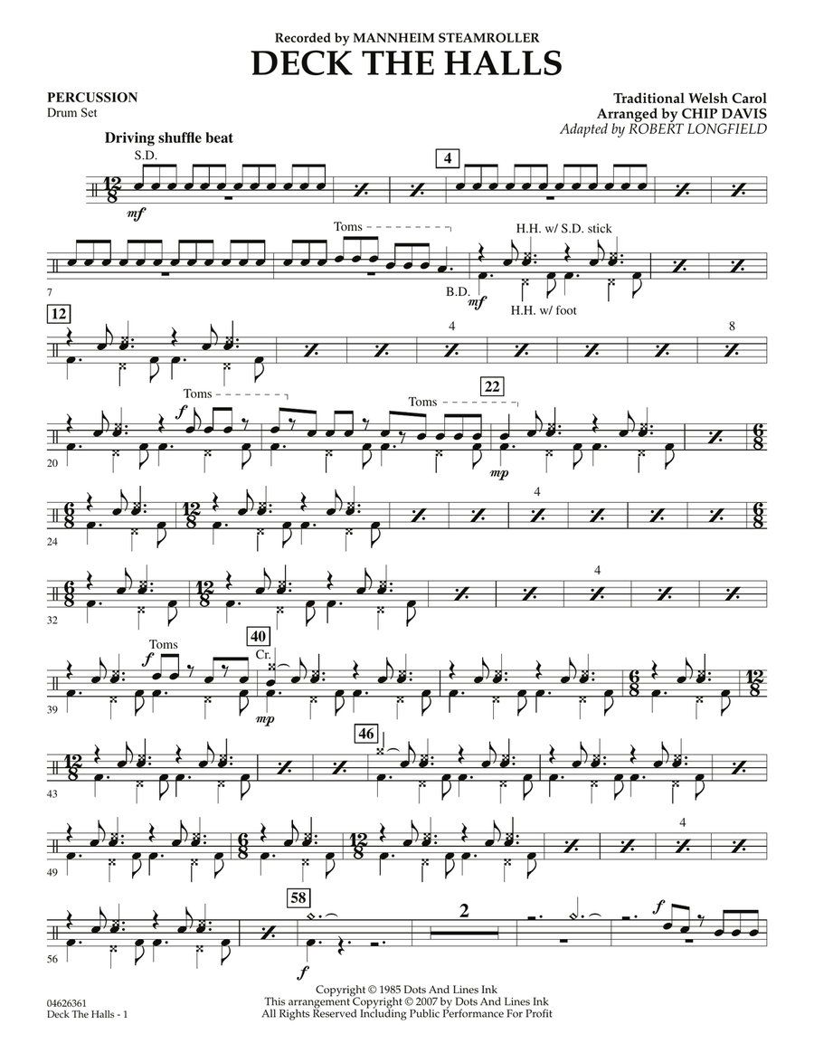 Deck the Halls (Mannheim Steamroller) - Percussion Orchestra scores gallery preview page 1