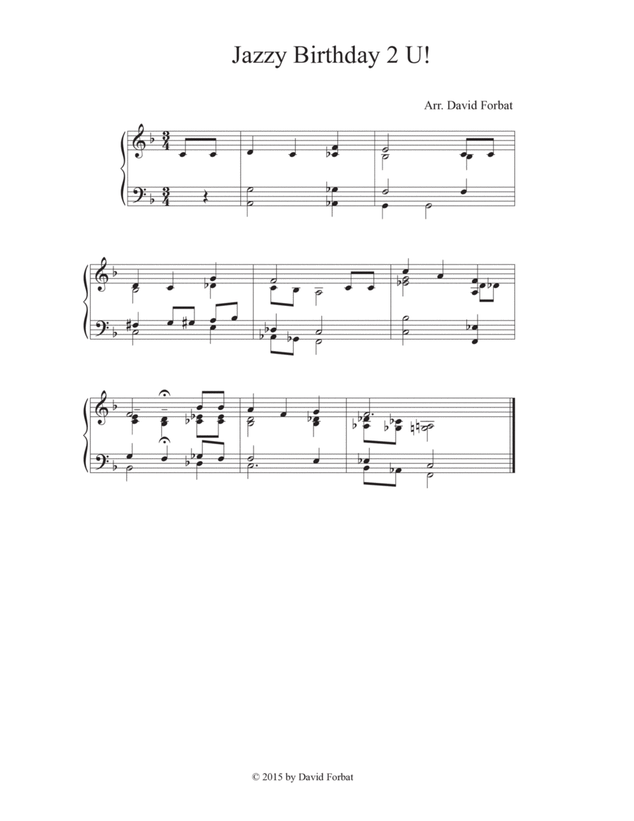 Jazzy Birthday 2 U! Piano Solo scores gallery preview page 1