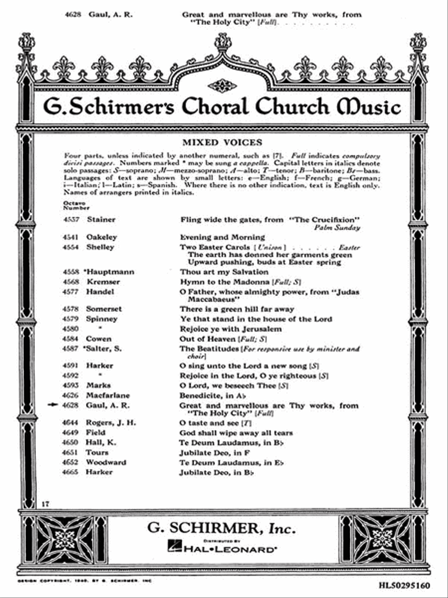 Great and Marvelous Are Thy Works (from The Holy City) 4-Part scores gallery preview page 1