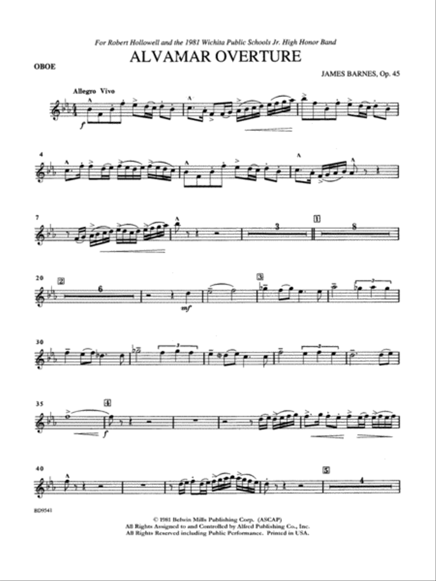 Alvamar Overture: Oboe Concert Band scores gallery preview page 1