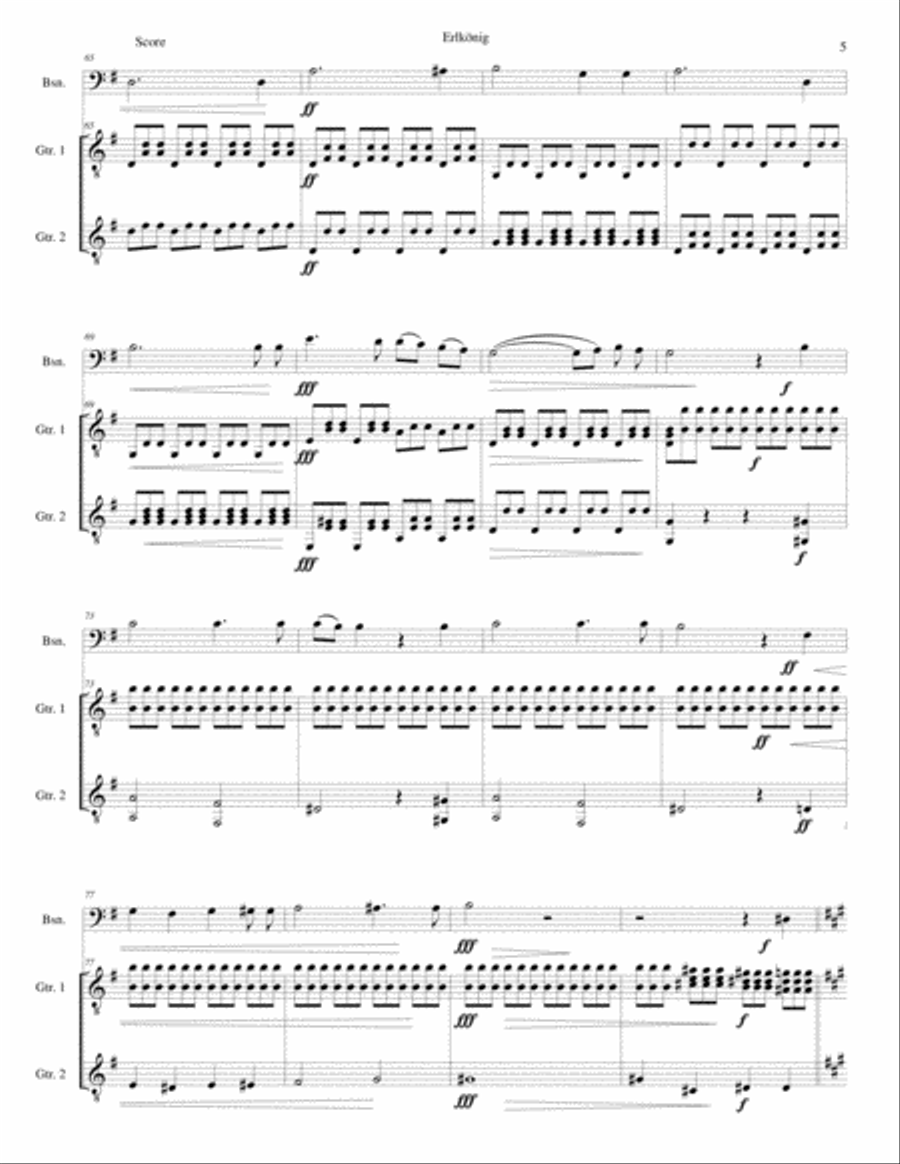 Erlkönig (The Erlking) for bassoon and 2 guitars Bassoon scores gallery preview page 5