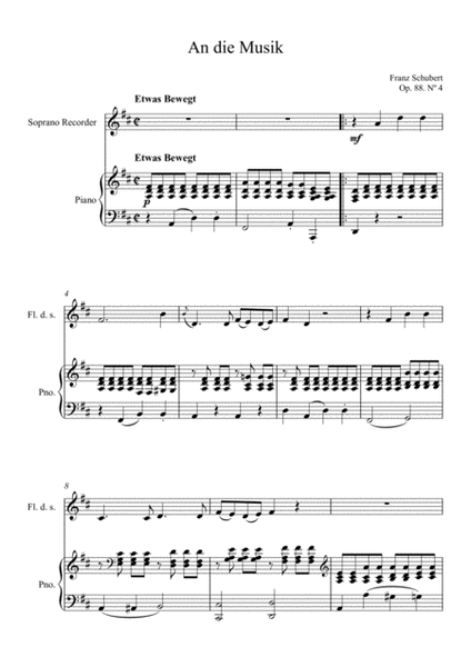 Franz Schubert - An die Musik (Soprano Recorder Solo)