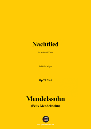 Book cover for F. Mendelssohn-Nachtlied,Op.71 No.6,in D flat Major