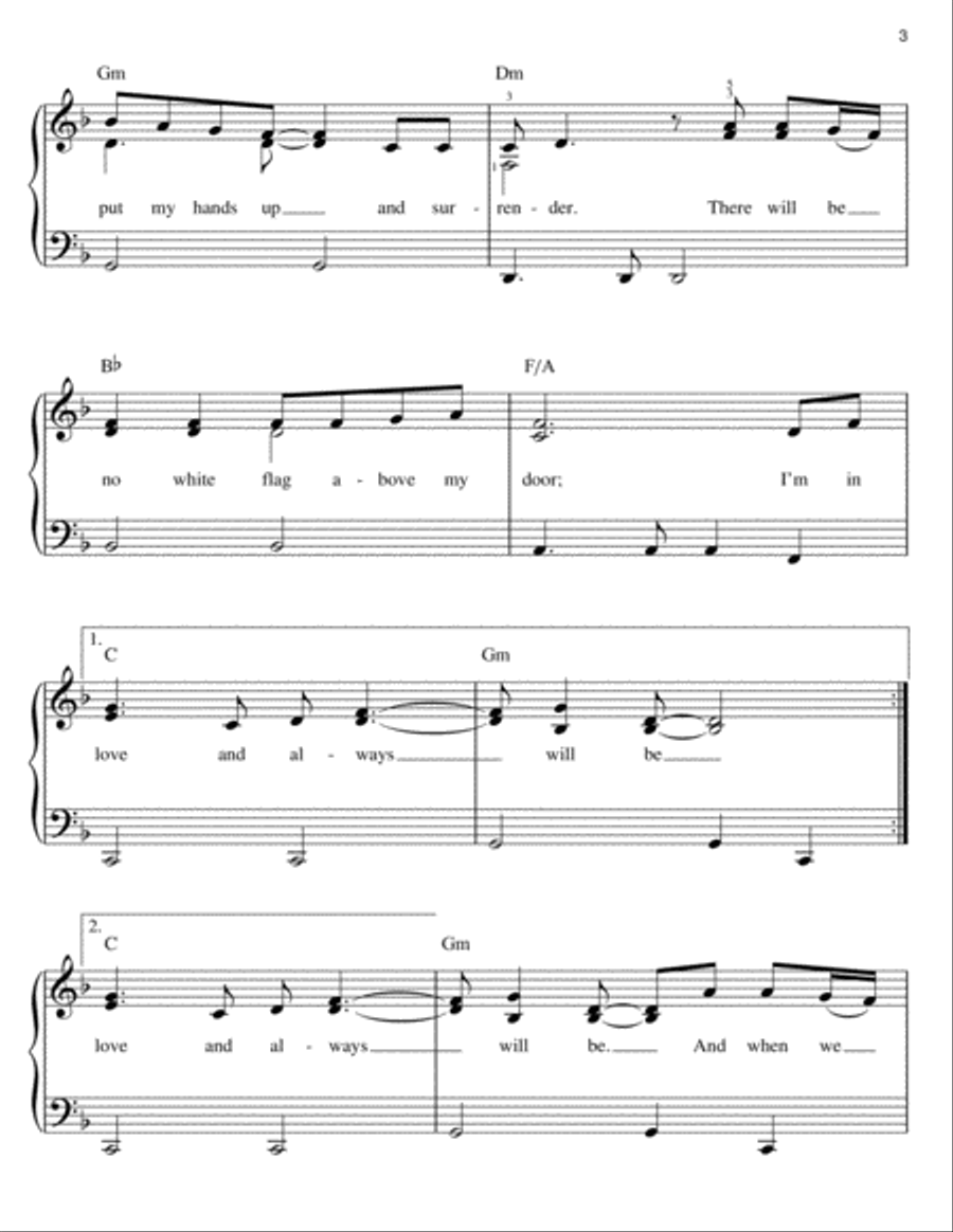 White Flag Easy Piano scores gallery preview page 3
