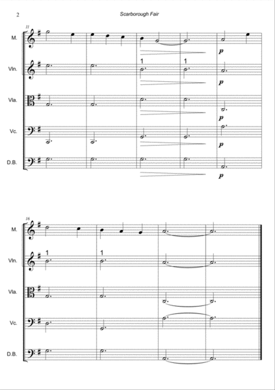 Scarborough Fair for Beginner String Orchestra String Orchestra scores gallery preview page 4