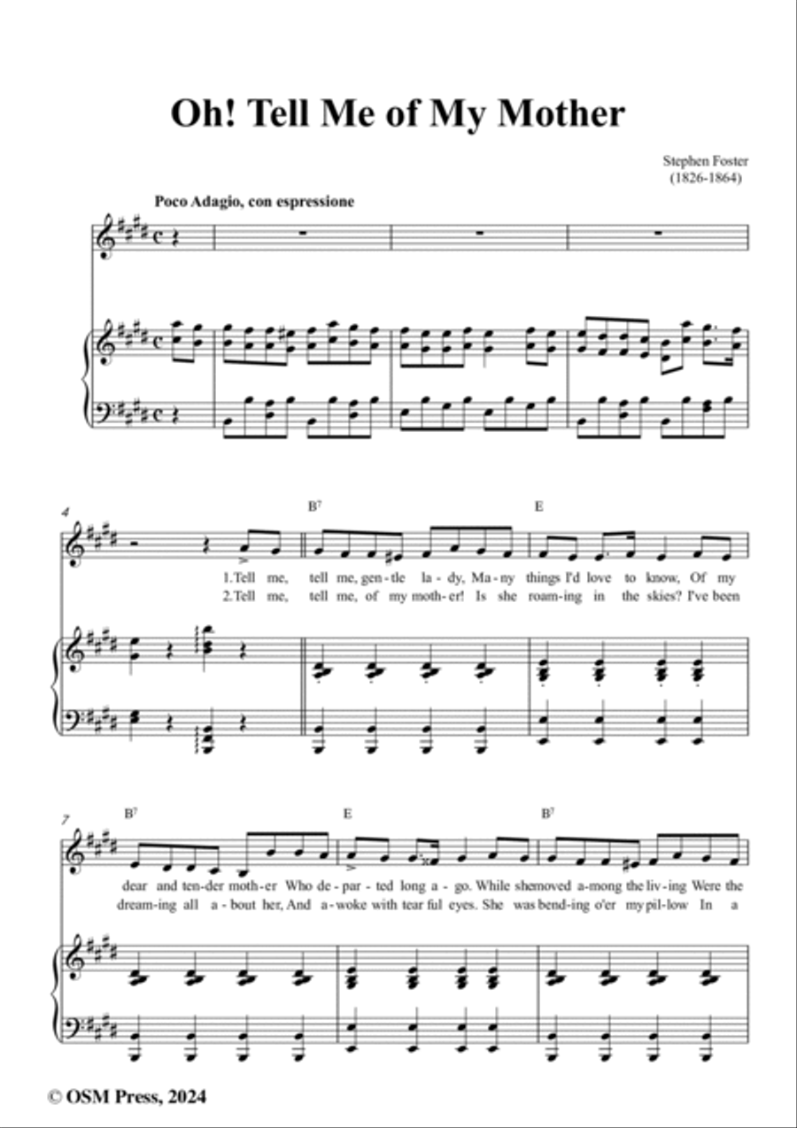S. Foster-Oh!Tell Me of My Mother,in E Major Voice scores gallery preview page 2