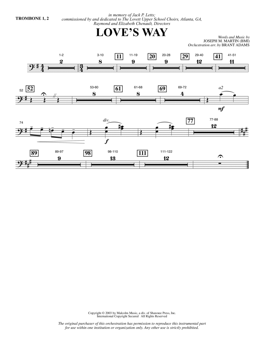 Love's Way - Trombone 1 & 2 Choir scores gallery preview page 1