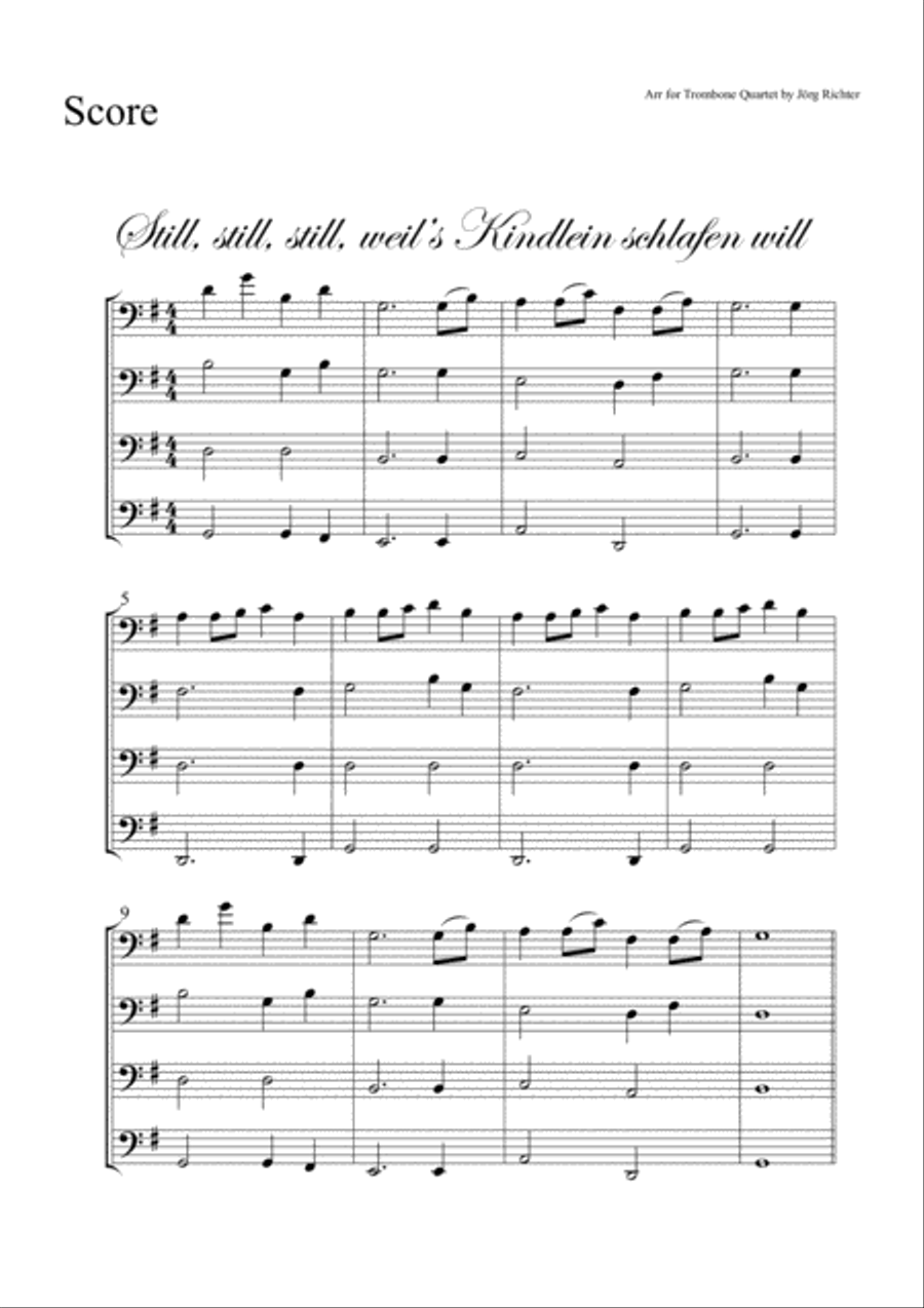 Still, still, still (Still, still, still, weil’s Kindlein schlafen will) for Trombone Quartet Brass Quartet scores gallery preview page 2