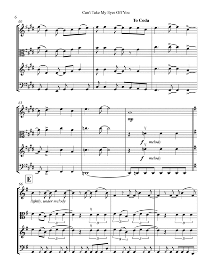 Can't Take My Eyes Off Of You String Trio scores gallery preview page 6