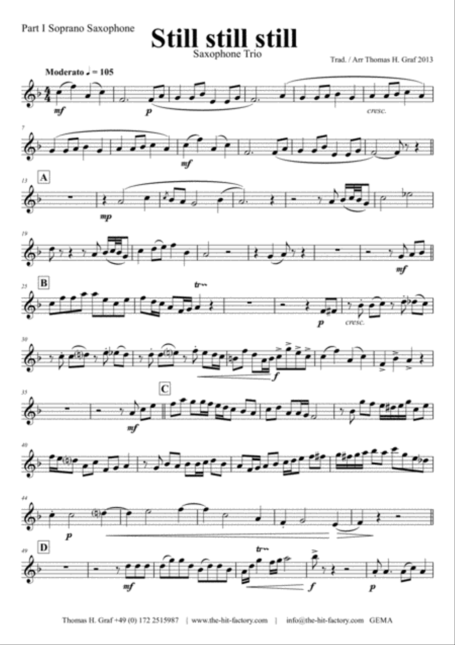 Still Still Still - Christmas song - Saxophone Trio Woodwind Trio scores gallery preview page 6