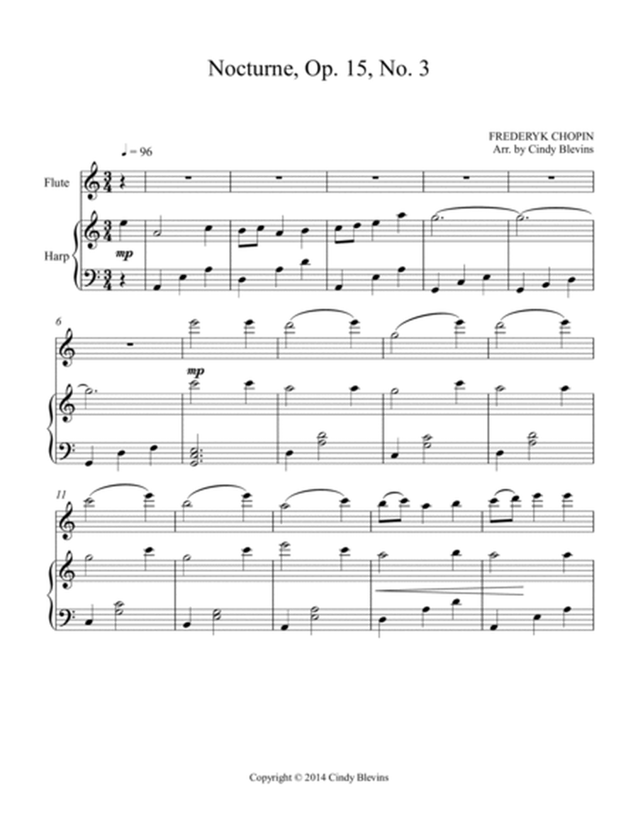 Nocturne, Op. 15, No. 3, for Harp and Flute image number null