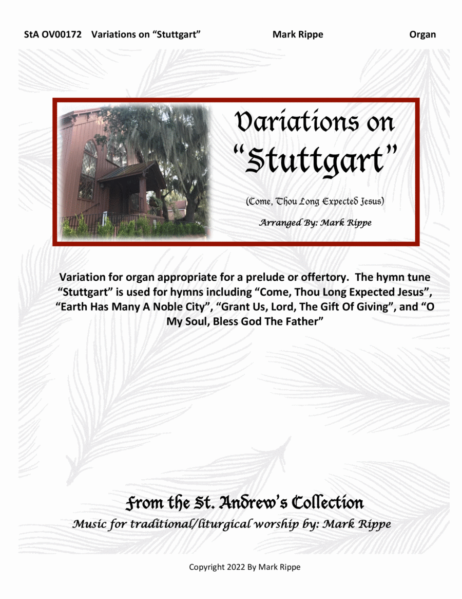 Variations on "Stuttgart" (Come, Thou Long Expected Jesus) StA OV00173 image number null