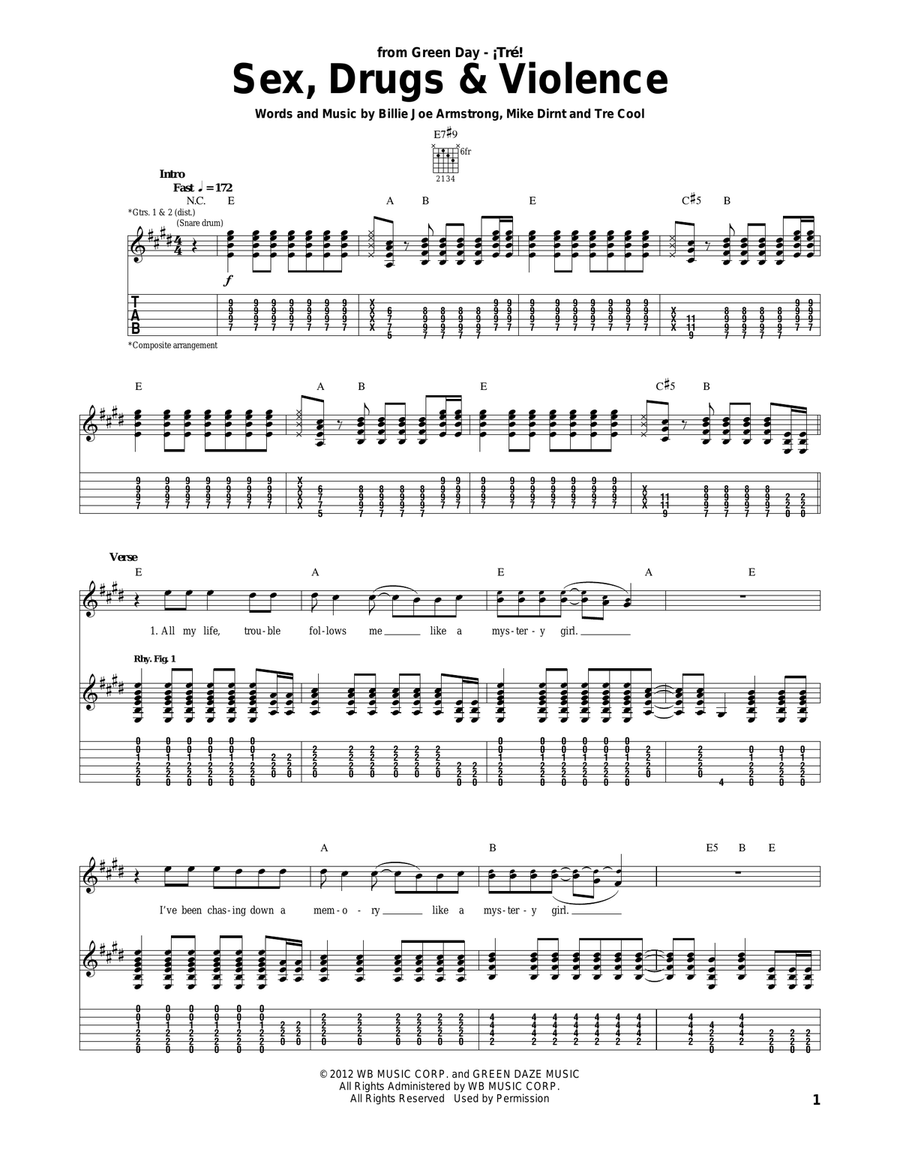 Sex, Drugs & Violence Sex, Drugs & Violence Acoustic Guitar scores gallery preview page 1